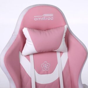 Fauteuil Gaming Amstrad AMS-LED-Sakura – Simili Cuir Rose et Blanc avec LED