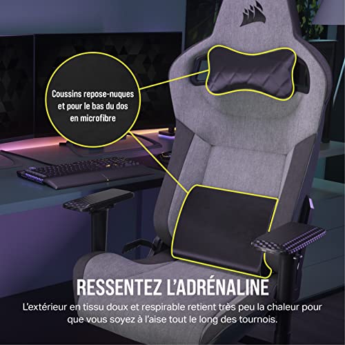 Fauteuil Gaming Corsair T3 RUSH 2023 – Tissu Doux et Support Lombaire