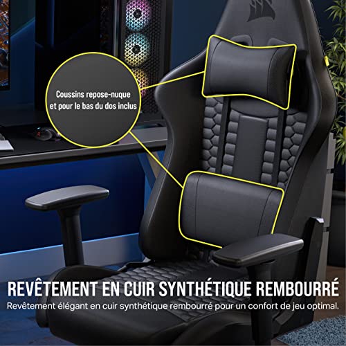 Fauteuil Gaming Corsair TC100 RELAXED – Similicuir, Coussins Détachables en Mémoire