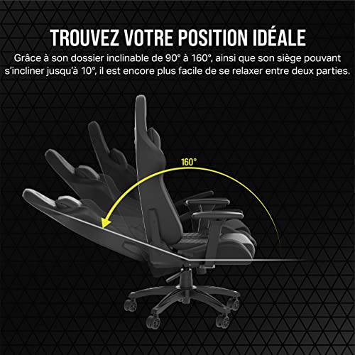 Fauteuil Gaming Corsair TC100 RELAXED – Similicuir, Coussins Détachables en Mémoire