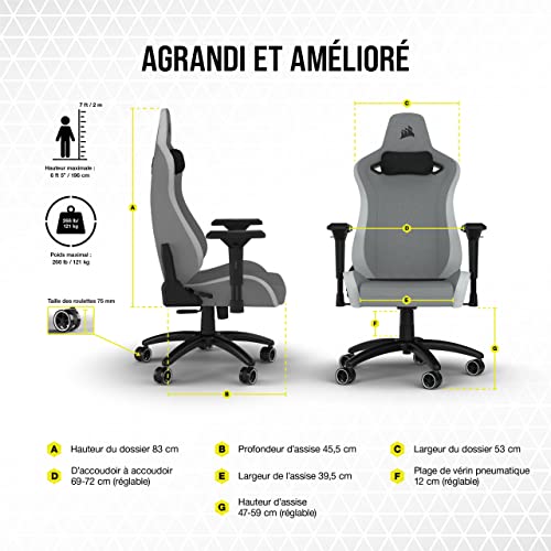 Fauteuil Gaming Corsair TC200 Fabric : Confort et Support Optimaux
