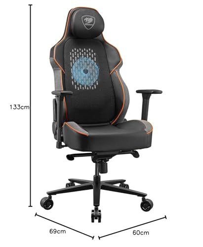 Fauteuil Gaming Cougar NXSYS Aero – Ventilateur ARGB 200mm, Accoudoirs 3D Réglables
