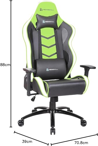Fauteuil Gaming Newskill Kaidan, Métal, Dossier Inclinable 180°, Accoudoirs 3D Vert