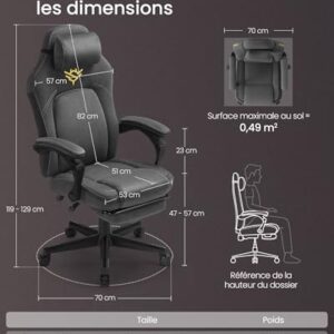 Fauteuil Gaming SONGMICS OBG072G01 Ergonomique avec Repose-Pieds et Appui-Tête