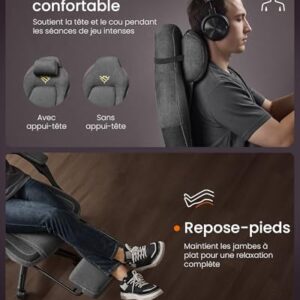 Fauteuil Gaming SONGMICS OBG072G01 Ergonomique avec Repose-Pieds et Appui-Tête