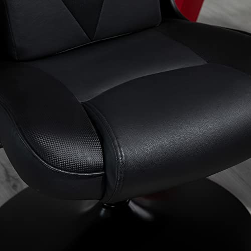 Fauteuil Gaming Vinsetto Noir, Pivotant 360°, Hauteur Réglable, Coussins Intégrés