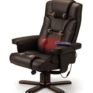 Fauteuil Inclinable Julian Bowen Malmo avec Repose-Pieds Chauffant en Similicuir Marron