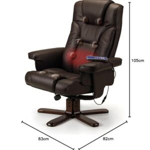 Fauteuil Inclinable Julian Bowen Malmo avec Repose-Pieds Chauffant en Similicuir Marron
