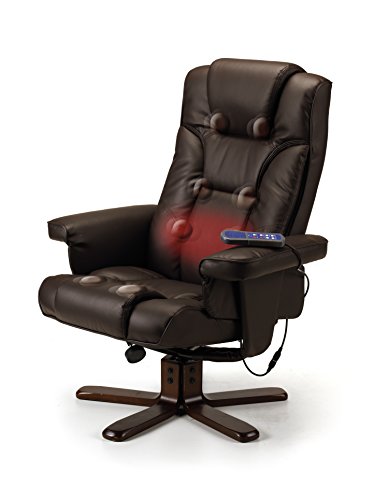 Fauteuil Inclinable Julian Bowen Malmo avec Repose-Pieds Chauffant en Similicuir Marron