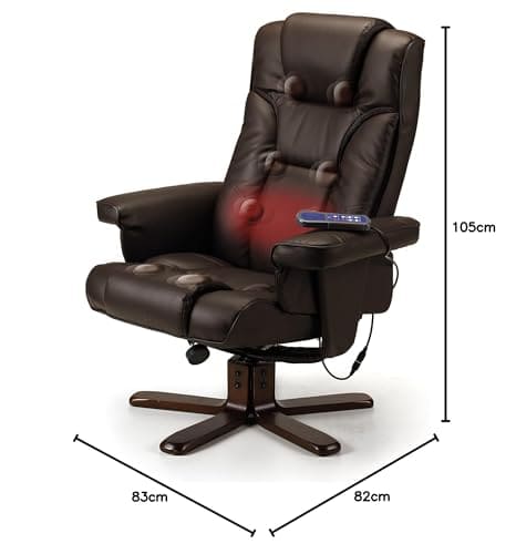 Fauteuil Inclinable Julian Bowen Malmo avec Repose-Pieds Chauffant en Similicuir Marron