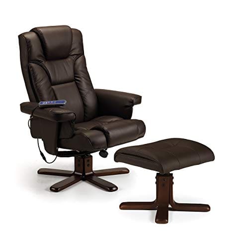 Fauteuil Inclinable Julian Bowen Malmo avec Repose-Pieds Chauffant en Similicuir Marron