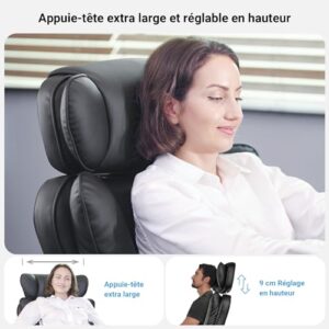 Fauteuil de Bureau Ergonomique BASETBL 200kg en Cuir PU avec Repose Pied