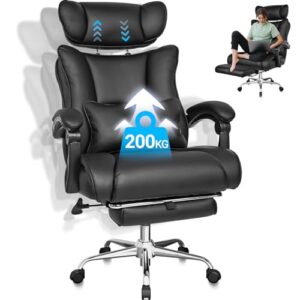 Fauteuil de Bureau Ergonomique BASETBL 200kg en Cuir PU avec Repose Pied