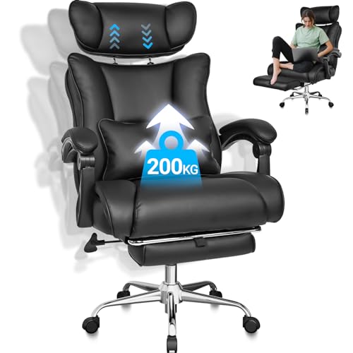 Fauteuil de Bureau Ergonomique BASETBL 200kg en Cuir PU avec Repose Pied