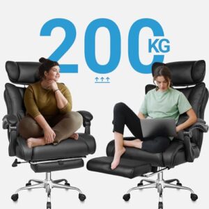 Fauteuil de Bureau Ergonomique BASETBL 200kg en Cuir PU avec Repose Pied