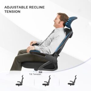 Fauteuil de Bureau Ergonomique Noir avec Support Lombaire et Accoudoirs Réglables