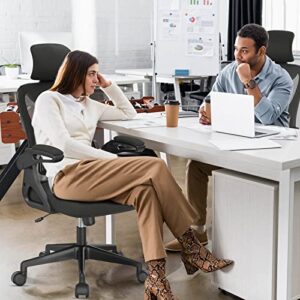 Fauteuil de Bureau Ergonomique Noir avec Support Lombaire et Accoudoirs Réglables