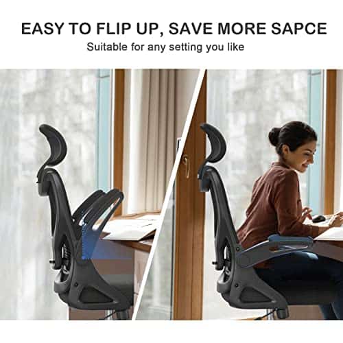 Fauteuil de Bureau Ergonomique Noir avec Support Lombaire et Accoudoirs Réglables