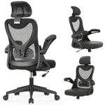 Fauteuil de Bureau Ergonomique Noir avec Support Lombaire et Accoudoirs Réglables