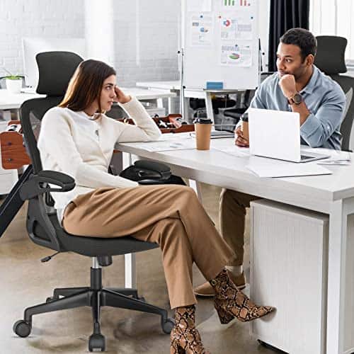 Fauteuil de Bureau Ergonomique Noir avec Support Lombaire et Accoudoirs Réglables