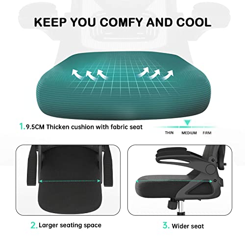 Fauteuil de Bureau Ergonomique Noir avec Support Lombaire et Accoudoirs Réglables