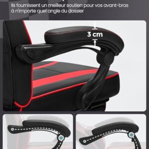 Fauteuil de Bureau SONGMICS OBG73BRV1, Chaise Gaming Réglable avec Repose-Pieds et Support Lombaire