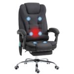 Fauteuil de Bureau Vinsetto Massant et Chauffant, Ergonomique Noir 360°