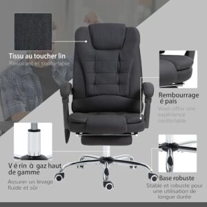 Fauteuil de Bureau Vinsetto Massant et Chauffant, Ergonomique Noir 360°