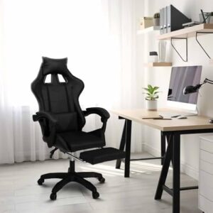 Fauteuil de Gaming Alex IDMarket Noir avec Repose-Pied et Coussins Lombaire et Tête