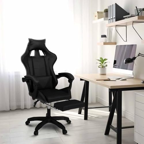 Fauteuil de Gaming Alex IDMarket Noir avec Repose-Pied et Coussins Lombaire et Tête