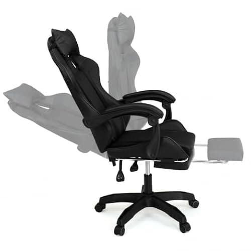 Fauteuil de Gaming Alex IDMarket Noir avec Repose-Pied et Coussins Lombaire et Tête
