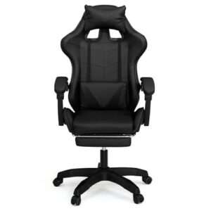 Fauteuil de Gaming Alex IDMarket Noir avec Repose-Pied et Coussins Lombaire et Tête