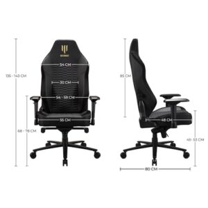 Fauteuil gamer Subsonic Apollon Classic Silver Ghost XL Noir
