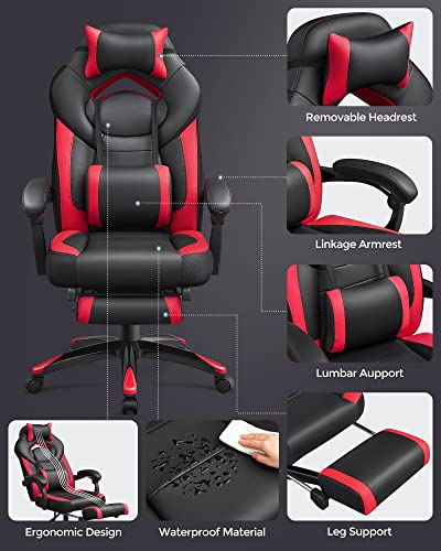 Fauteuil gamer ergonomique SONGMICS OBG77BR avec repose-pieds et support lombaire