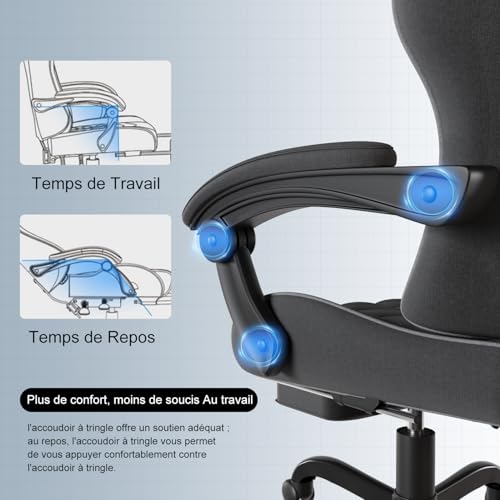 Flamaker Masstange Chaise Gaming Ergonomique avec Repose-Pieds et Dossier Réglable
