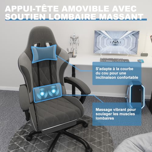 Flamaker Masstange Chaise Gaming Ergonomique avec Repose-Pieds et Dossier Réglable