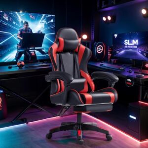 Frixovel Chaise Gaming Noir et Rouge avec Repose-Pieds Télescopique