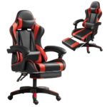 Frixovel Chaise Gaming Noir et Rouge avec Repose-Pieds Télescopique