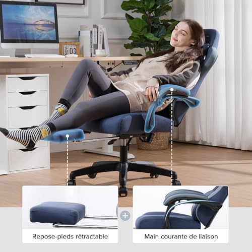 GTPLAYER Chaise Gaming Ergonomique Leathaire avec Repose-Pieds et Accoudoirs Inclinables