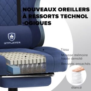GTPLAYER Chaise Gaming Ergonomique Leathaire avec Repose-Pieds et Accoudoirs Inclinables