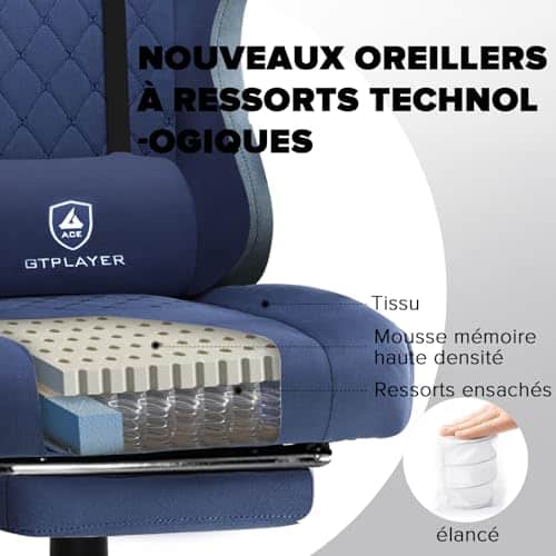 GTPLAYER Chaise Gaming Ergonomique Leathaire avec Repose-Pieds et Accoudoirs Inclinables