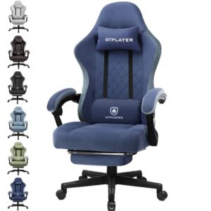 GTPLAYER Chaise Gaming Ergonomique Leathaire avec Repose-Pieds et Accoudoirs Inclinables