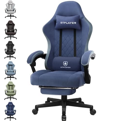 GTPLAYER Chaise Gaming Ergonomique Leathaire avec Repose-Pieds et Accoudoirs Inclinables