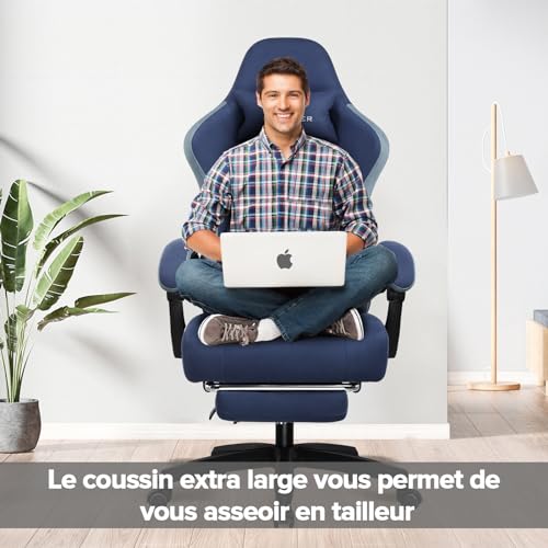GTPLAYER Chaise Gaming Ergonomique Leathaire avec Repose-Pieds et Accoudoirs Inclinables