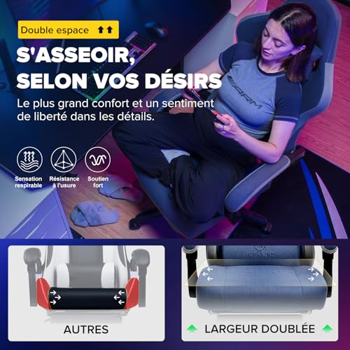 GTPLAYER Chaise Gaming Ergonomique Leathaire avec Repose-Pieds et Accoudoirs Inclinables