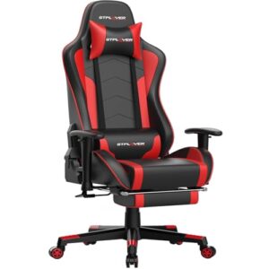 GTPLAYER Chaise Gaming Ergonomique avec Haut-Parleur Bluetooth – Modèle Rouge