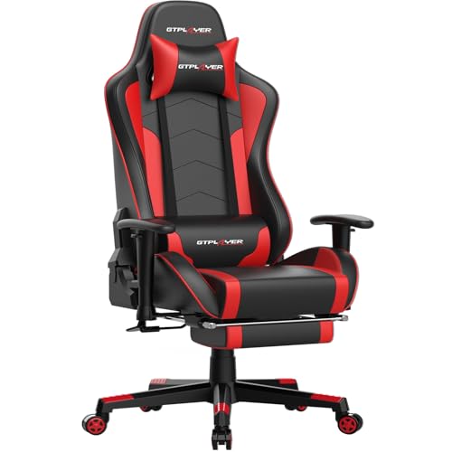 GTPLAYER Chaise Gaming Ergonomique avec Haut-Parleur Bluetooth – Modèle Rouge