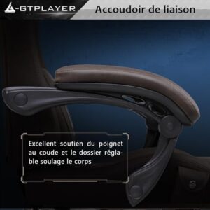 GTPLAYER Chaise Gaming Ergonomique avec Repose-Pieds et Bluetooth – Marron Clair