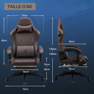 GTPLAYER Chaise Gaming Ergonomique avec Repose-Pieds et Bluetooth – Marron Clair