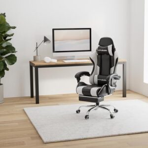 GTPLAYER Chaise Gaming avec Massage Lombaire et Repose-Pieds Rétractable, Blanc